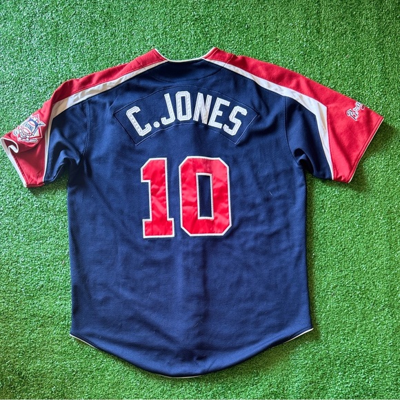 Atlanta Braves Nike Jersey Mens M Chipper Jones Baseball Y2K MLB Vintage - Picture 7 of 10